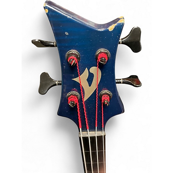 Used 1980s Vigier Arpege IV Fretless Blue Electric Bass Guitar