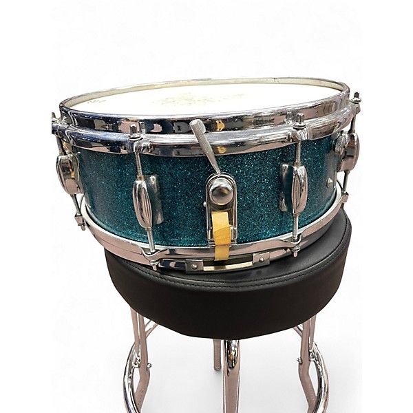Used Pearl 14X5.5 1974 Snare 14 x 5.5 Japanese Blue Sparkle Drum