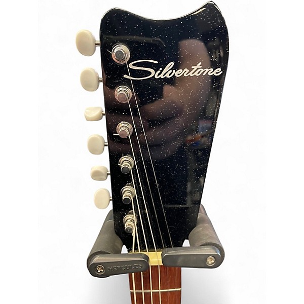 Used Silvertone 1449 reissue black sparkle Solid Body Electric Guitar