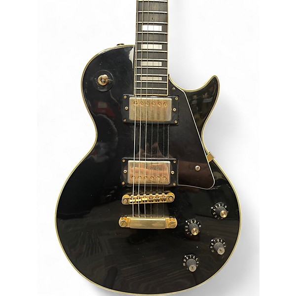Vintage 1970s Aspen Les Paul Black and Gold Solid Body Electric Guitar