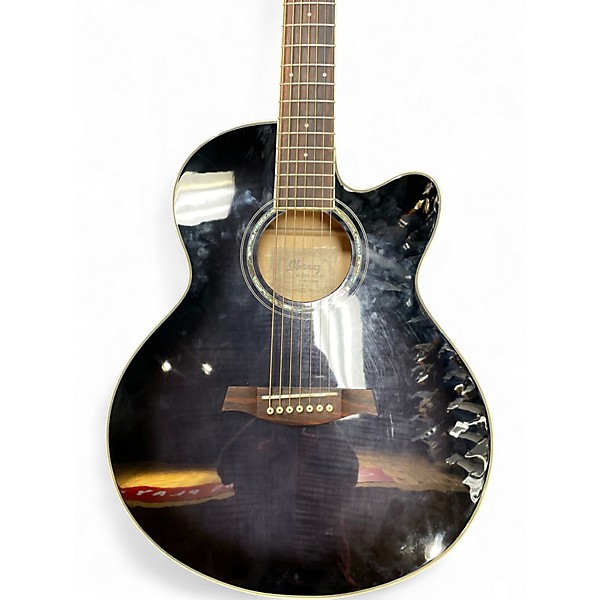 Used Ibanez AEL207E Trans Black Acoustic Electric Guitar