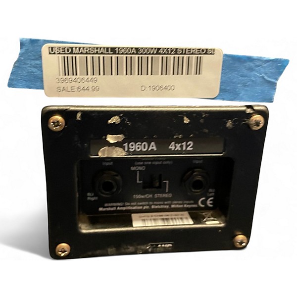 Used Marshall 1960A 300W 4x12 Stereo Slant Guitar Cabinet