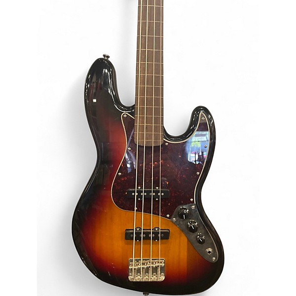 Used Squier Classic Vibe 60s Fretless Jazz Bass 3 Tone Sunburst Electric Bass Guitar