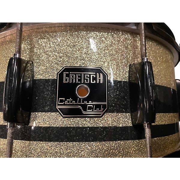 Used Gretsch Drums 6X14 Catalina Club Series Snare Black and Gold Sparkle Drum