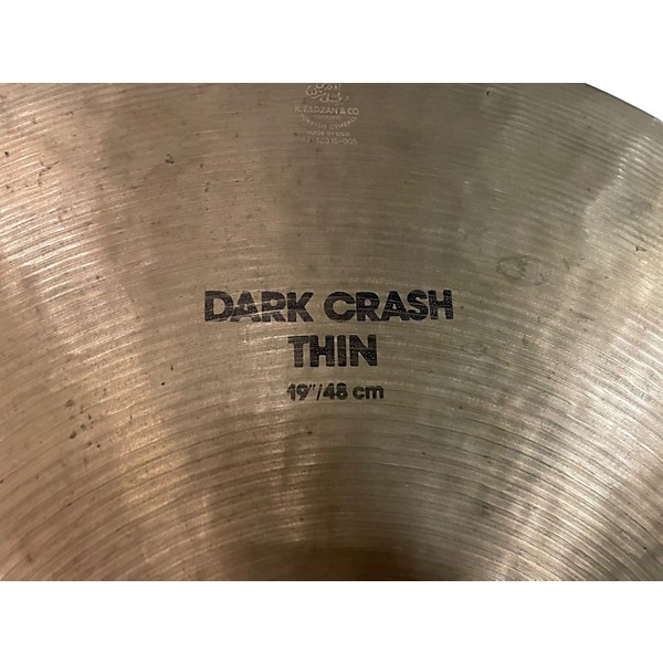 Used Zildjian 19in K Thin Dark Crash Cymbal