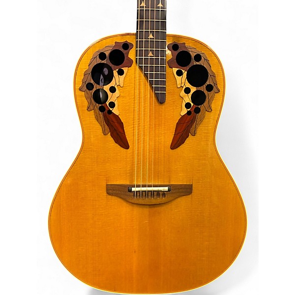 Used 1990s Ovation 1718 Elite Natural Acoustic Electric Guitar