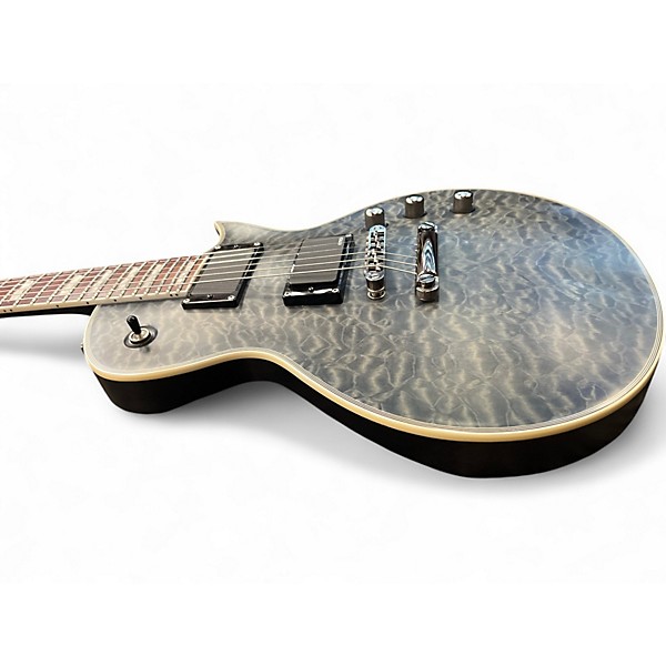 Used ESP LTD EC401QM Transparent Gray Solid Body Electric Guitar