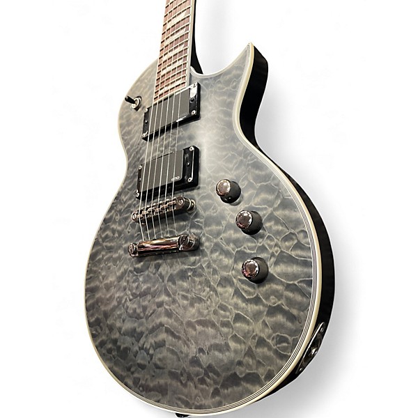 Used ESP LTD EC401QM Transparent Gray Solid Body Electric Guitar