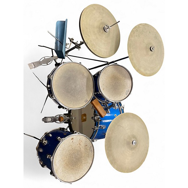 Vintage 1966 Ludwig 4 Piece Down Beat Blue Sparkle Drum Kit