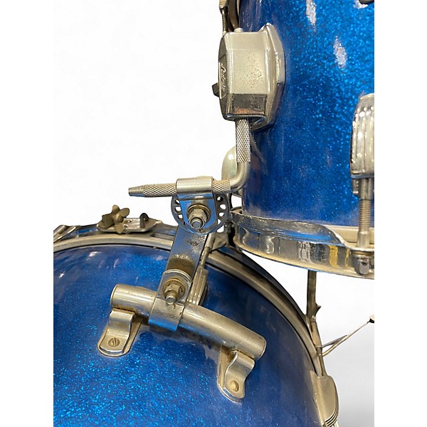 Vintage 1966 Ludwig 4 Piece Down Beat Blue Sparkle Drum Kit