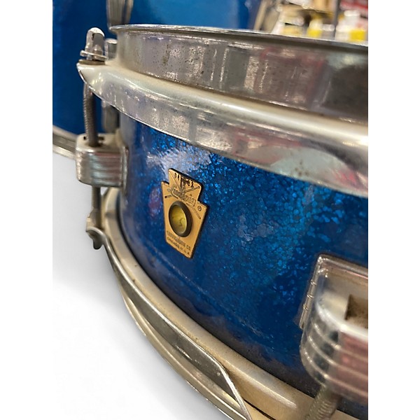 Vintage 1966 Ludwig 4 Piece Down Beat Blue Sparkle Drum Kit