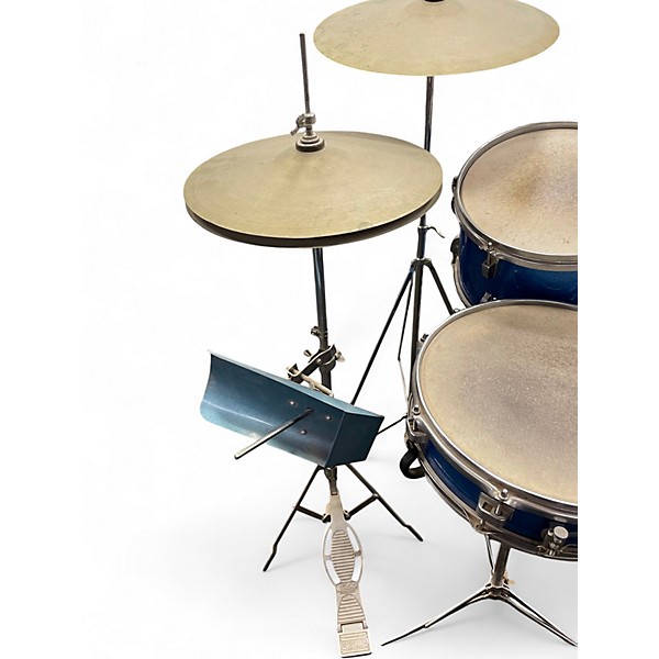 Vintage 1966 Ludwig 4 Piece Down Beat Blue Sparkle Drum Kit