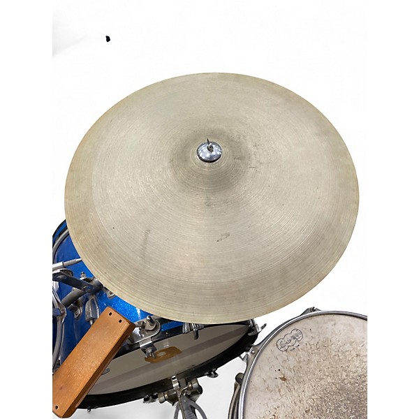 Vintage 1966 Ludwig 4 Piece Down Beat Blue Sparkle Drum Kit