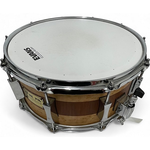 Used Pork Pie 14X6.5 Maple Snare Brandied Peach/Mahogany Stripe Drum