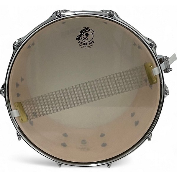 Used Pork Pie 14X6.5 Maple Snare Brandied Peach/Mahogany Stripe Drum