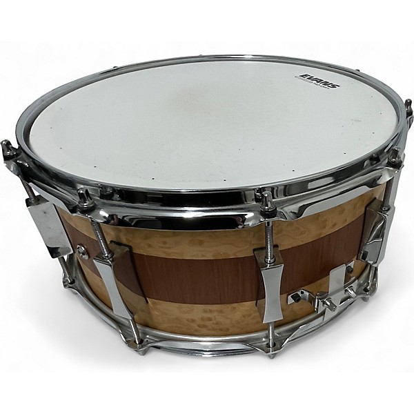 Used Pork Pie 14X6.5 Maple Snare Brandied Peach/Mahogany Stripe Drum