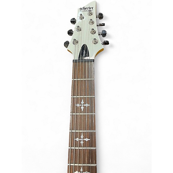 Used Schecter Guitar Research Demon 7 String WHITE Solid Body Electric Guitar