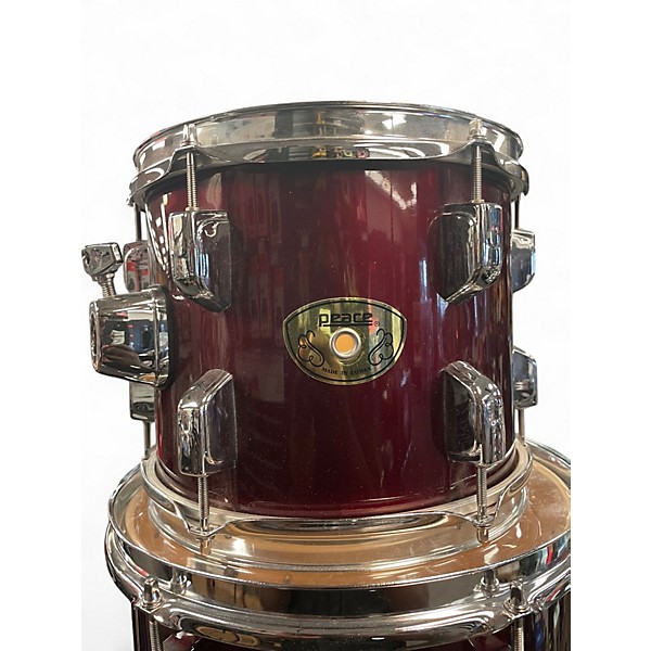 Used Peace 5 Piece Drum Kit Chrome Red Drum Kit