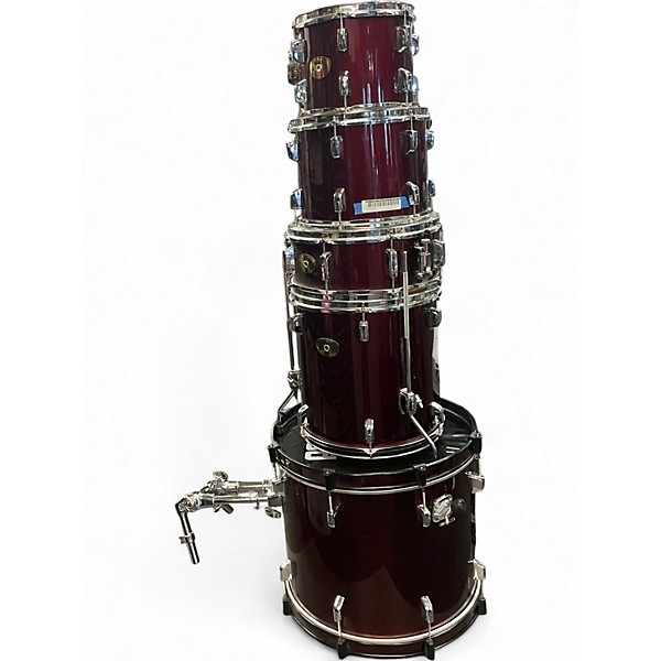 Used Peace 5 Piece Drum Kit Chrome Red Drum Kit