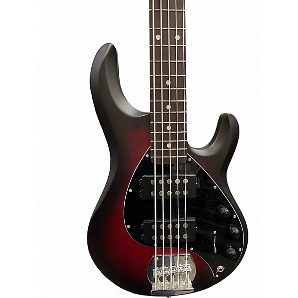 Used Sterling by Music Man Ray5 5 String Ruby Red Burst Electric Bass Guitar
