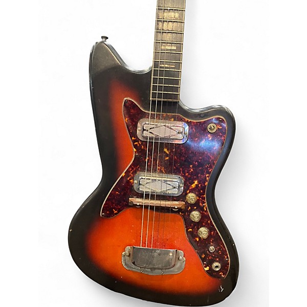 Vintage 1960 Silvertone 1478 Crimson Red Burst Solid Body Electric Guitar