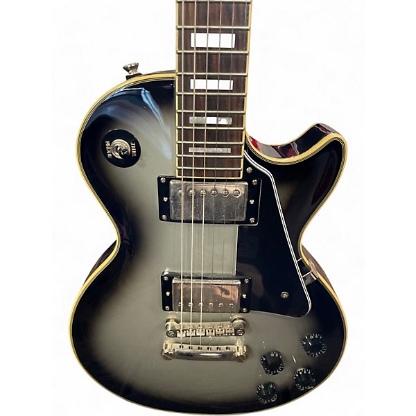 Used Epiphone Les Paul Custom Pro Black and Silver Solid Body Electric Guitar