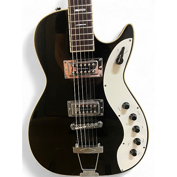 Used Silvertone Jupiter Reissue Black Sparkle Solid Body Electric Guitar