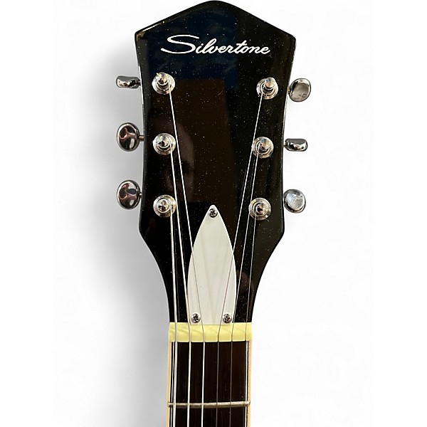 Used Silvertone Jupiter Reissue Black Sparkle Solid Body Electric Guitar