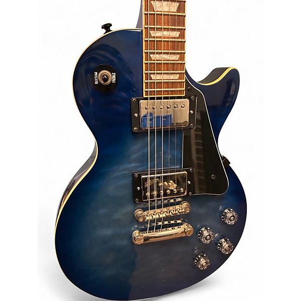 Used 2019 Epiphone Les Paul Standard Plus Trans Blue Solid Body Electric Guitar