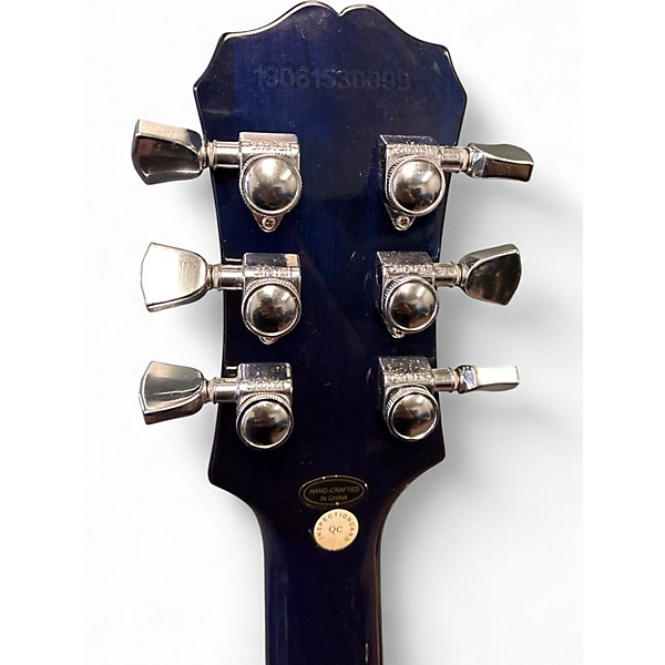 Used 2019 Epiphone Les Paul Standard Plus Trans Blue Solid Body Electric Guitar