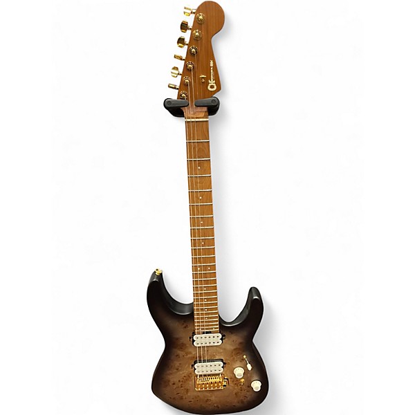 Used Charvel Pro-Mod DK24 HH 2PT CM Poplar Burl Transparent Black Burst Solid Body Electric Guitar