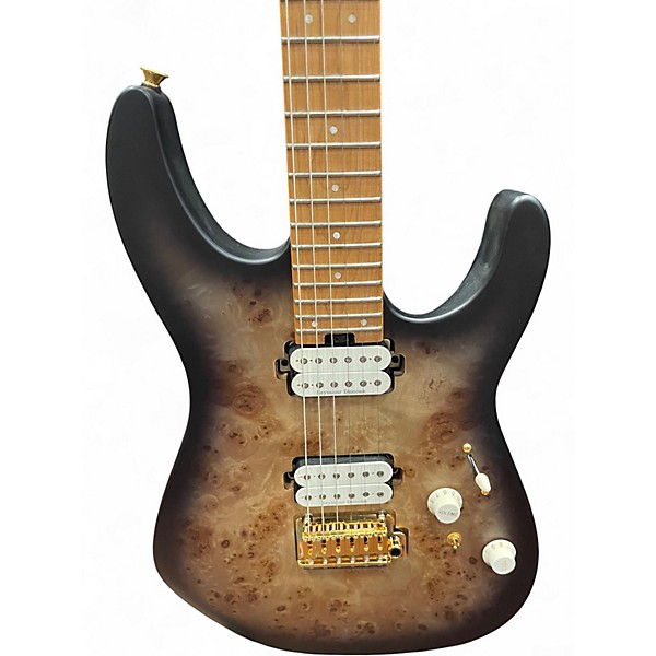 Used Charvel Pro-Mod DK24 HH 2PT CM Poplar Burl Transparent Black Burst Solid Body Electric Guitar