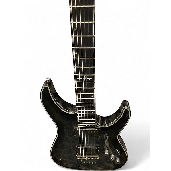 Used Schecter Guitar Research Hellraiser C1 Hybrid Trans Black Solid Body Electric Guitar