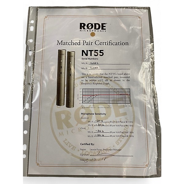 Used RODE NT55 Matched Pair Condenser Microphone