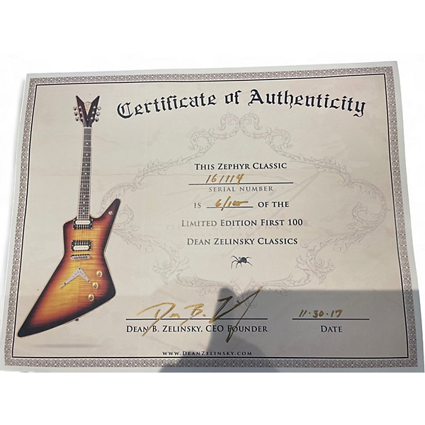 Used Dean Zelinsky ZEPHYR CLASSIC GREEN BURST Solid Body Electric Guitar