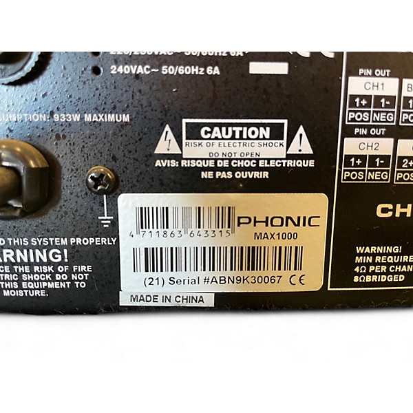 Used Phonic MAX 1000 Power Amp