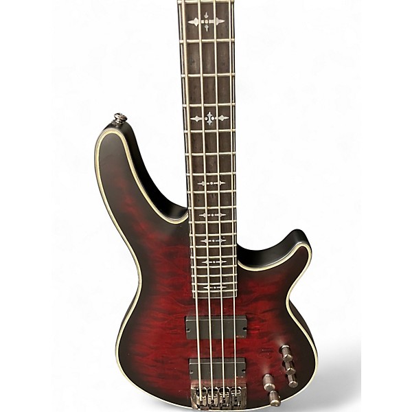 Used Schecter Guitar Research Hellraiser Extreme 4 String Crimson Red Burst Electric Bass Guitar