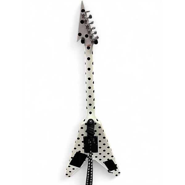 Used Firefly V Body White With Black Polka Dots Solid Body Electric Guitar