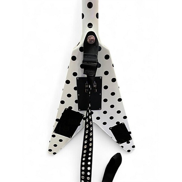 Used Firefly V Body White With Black Polka Dots Solid Body Electric Guitar