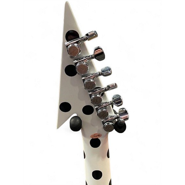 Used Firefly V Body White With Black Polka Dots Solid Body Electric Guitar
