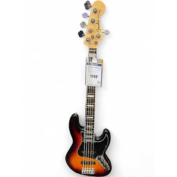 Used 2019 Fender American Elite Jazz Bass 5 String 3 Tone Sunburst Electric Bass Guitar