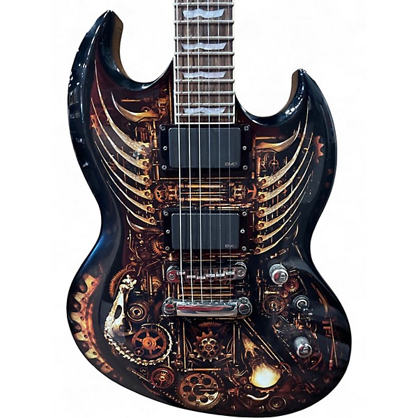Used ESP LTD Graphic Series EX Clockwork Zombie Custom Graphic Solid Body Electric Guitar