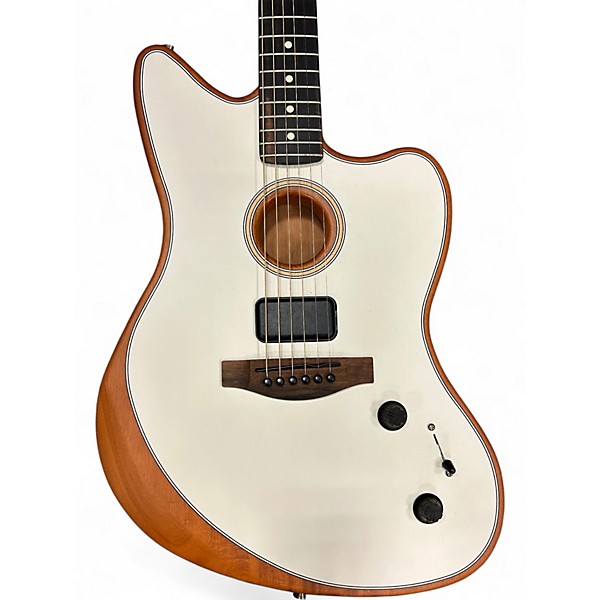 Used 2021 Fender American Acoustasonic Jazzmaster White Acoustic Electric Guitar