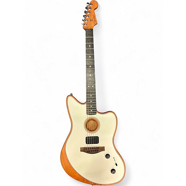 Used 2021 Fender American Acoustasonic Jazzmaster White Acoustic Electric Guitar