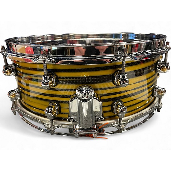 Used Pearl 14X5 Masterworks Carbon Fiber Over Maple Snare Gold Swirl on Black Carbon Drum