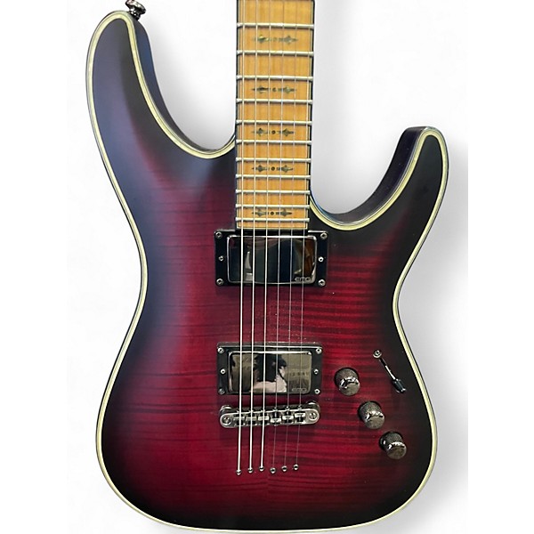 Used Schecter Guitar Research Hellraiser C1 Extreme Crimson Red Burst Solid Body Electric Guitar