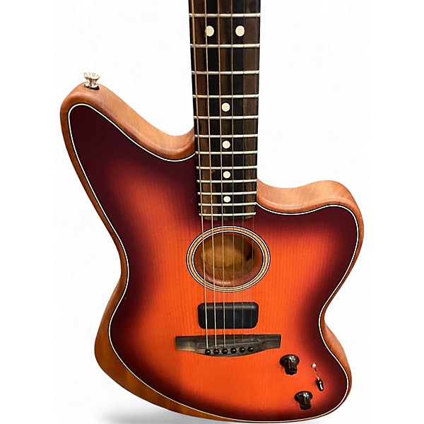 Used 2021 Fender american acoustasonic jazzmaster 3 Color Sunburst Acoustic Electric Guitar