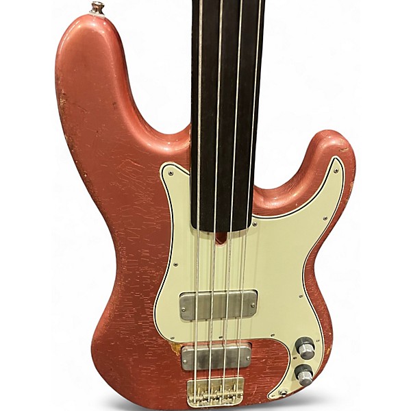 Used Bluesman  Vintage Fretless  Pink Electric Bass Guitar