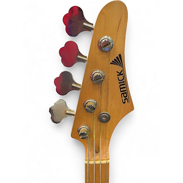 Used Samick lb11r Candy Apple Red Metallic Electric Bass Guitar