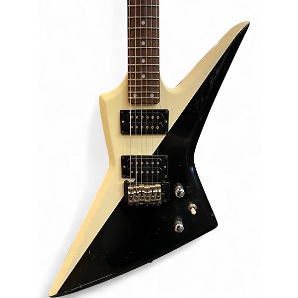 Vintage 1980s Aria Pro II ZZ Custom Black and White Solid Body Electric Guitar